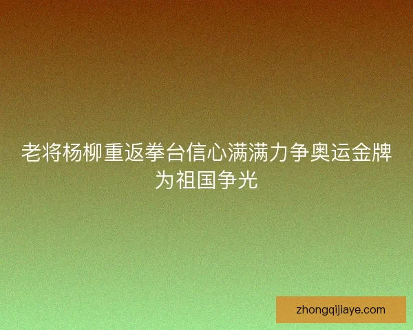 老将杨柳重返拳台信心满满力争奥运金牌为祖国争光