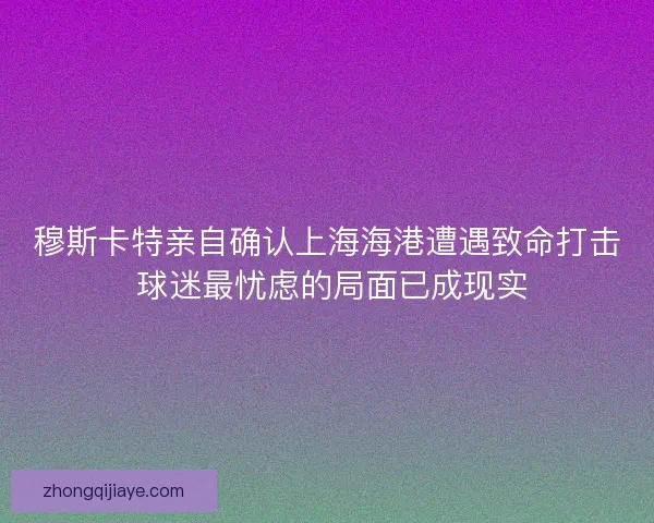 穆斯卡特亲自确认上海海港遭遇致命打击 球迷最忧虑的局面已成现实
