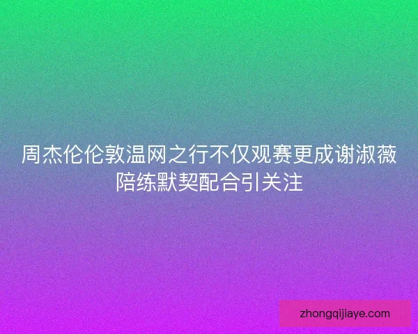 周杰伦伦敦温网之行不仅观赛更成谢淑薇陪练默契配合引关注