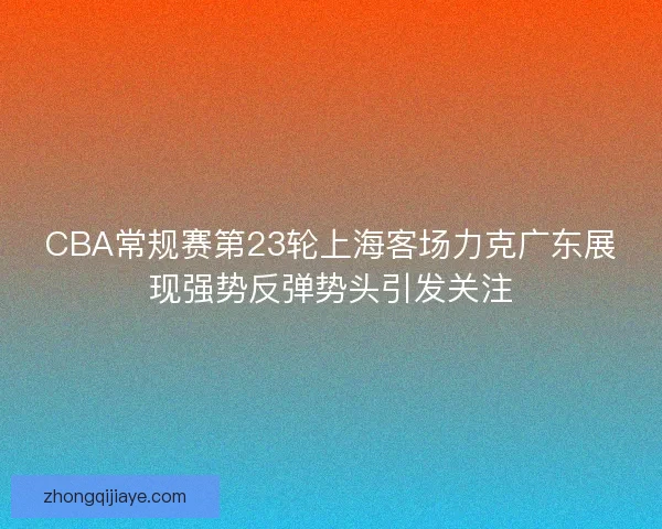 CBA常规赛第23轮上海客场力克广东展现强势反弹势头引发关注 CBA常规赛第23轮上海客场力克广东展现强势反弹势头引发关注